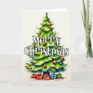 Decorative Festive Christmas Tree Holiday Card
