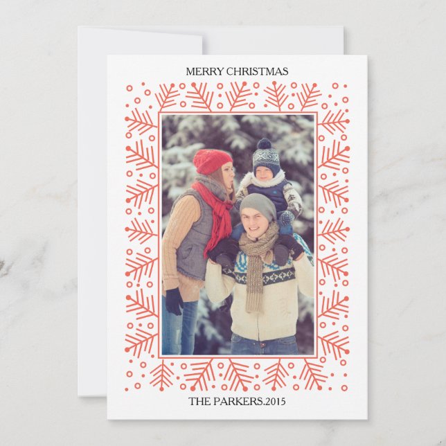 Decorative Festive Frame Holiday Photo Card (Front)