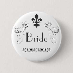 Decorative Fleur de Lis Bride Button
