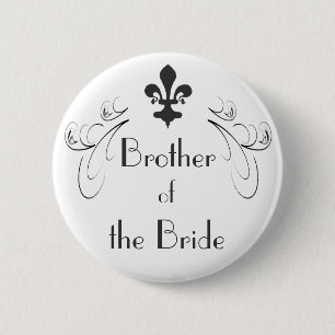 Decorative Fleur de Lis Brother of Bride Button