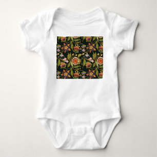 Decorative Floral: Acrylic Golden Purple. Baby Bodysuit