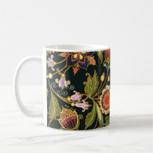 Decorative Floral: Acrylic Golden Purple. Coffee Mug