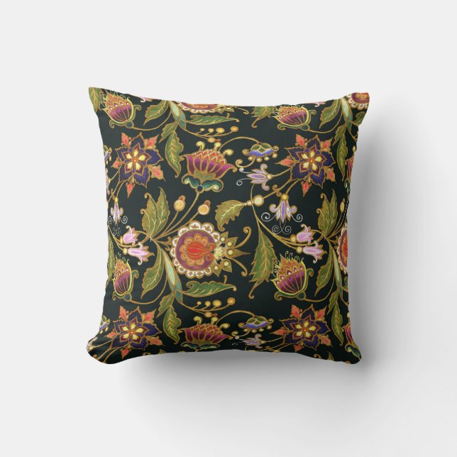 Decorative Floral: Acrylic Golden Purple. Cushion (Front)