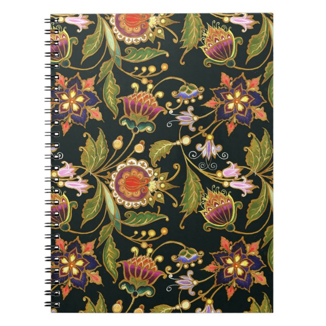 Decorative Floral: Acrylic Golden Purple. Notebook (Front)
