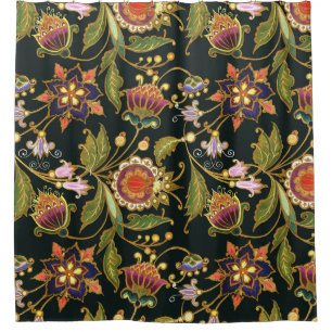 Decorative Floral: Acrylic Golden Purple. Shower Curtain