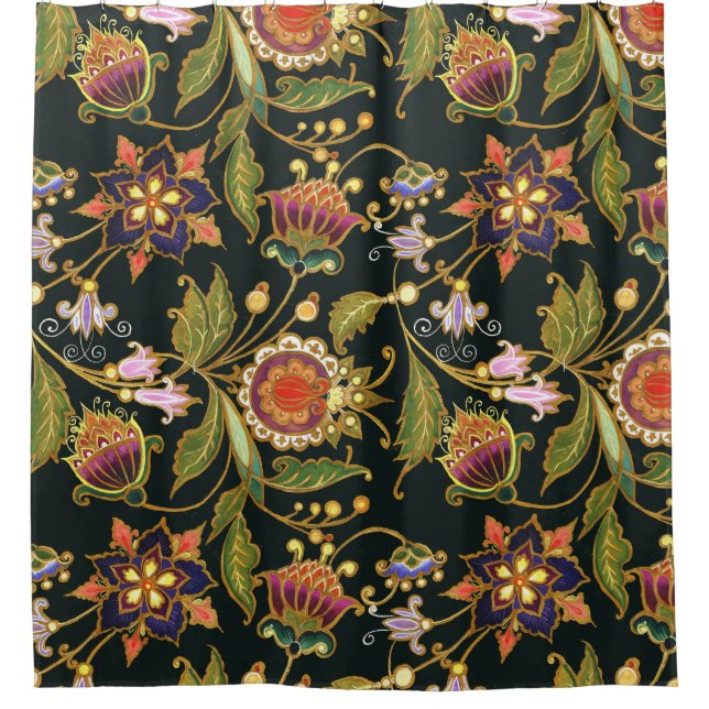 Decorative Floral: Acrylic Golden Purple. Shower Curtain (Front)