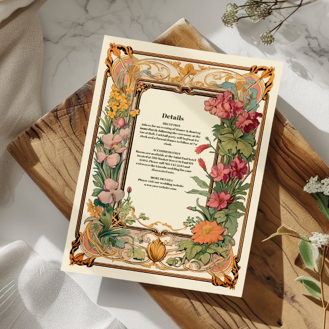 Decorative Floral Art Nouveau Wedding Enclosure Card (Creator Uploaded)