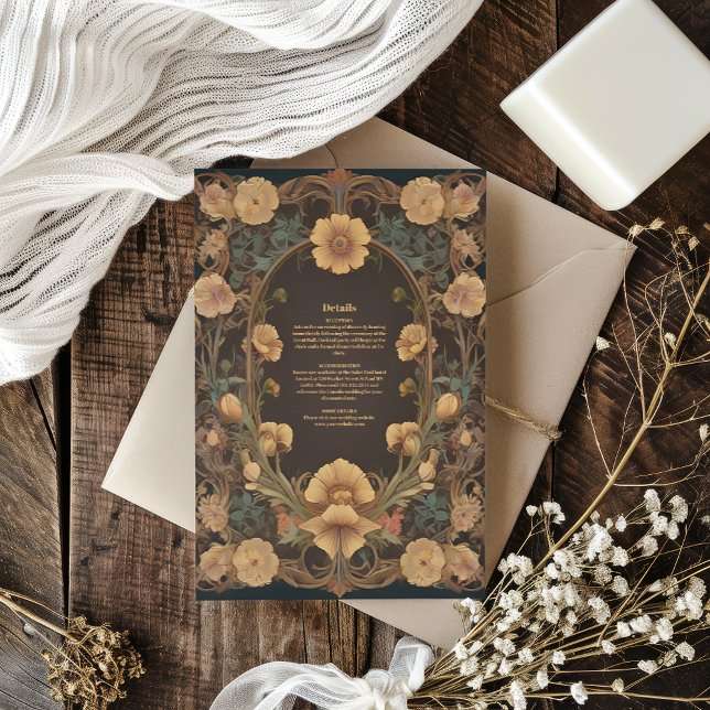Decorative Floral Art Nouveau Wedding Enclosure Card (Creator Uploaded)