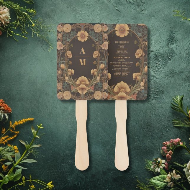 Decorative Floral Art Nouveau Wedding Hand Fan (Creator Uploaded)