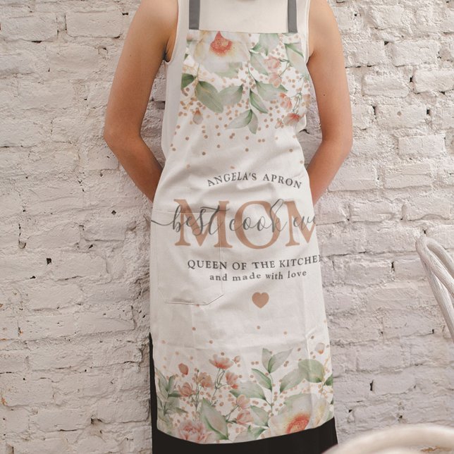 Decorative Floral 'best cook ever' MOM Apron (Creator Uploaded)