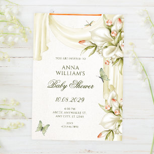 Decorative floral botanical baby shower invitation
