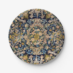Decorative Floral Carpet Pattern Paper Plate
