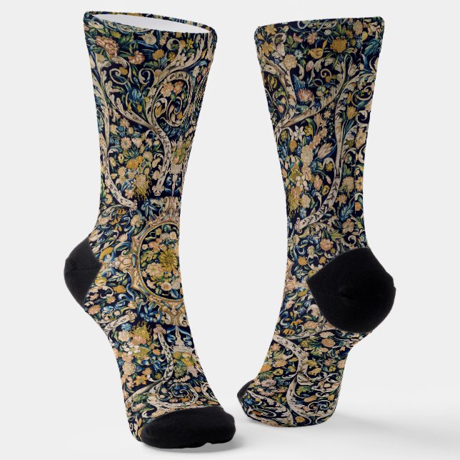 Decorative Floral Carpet Pattern Socks (Angled)