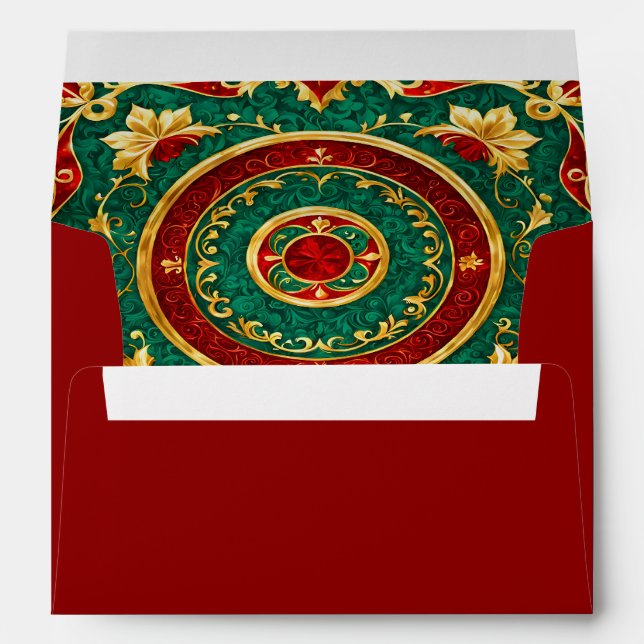 Decorative Floral Christmas Holiday Envelope (Back (Bottom))