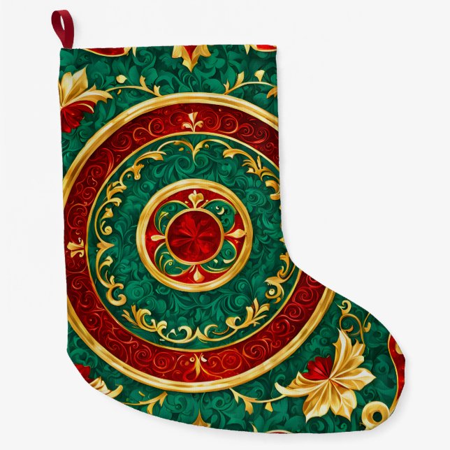 Decorative Floral Christmas Holiday Stocking (Front)