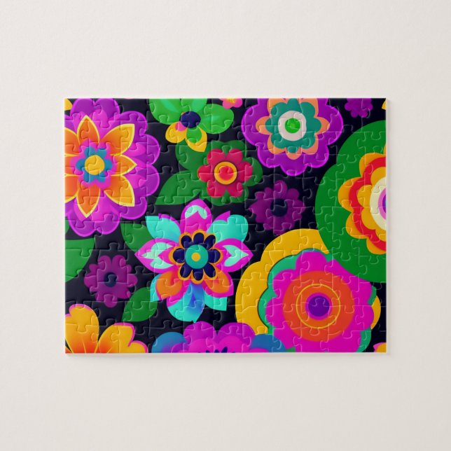 Decorative Floral Colourful Pattern Flowers Jigsaw Puzzle (Horizontal)