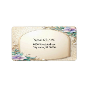 Decorative Floral Frame with Pearls Address Label