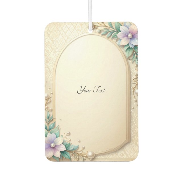 Decorative Floral Frame with Pearls Air Freshener (Front)