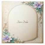 Decorative Floral Frame with Pearls Ceramic Tile<br><div class="desc">Beautiful Decorative Floral Frame with Pearls Ceramic Tile</div>