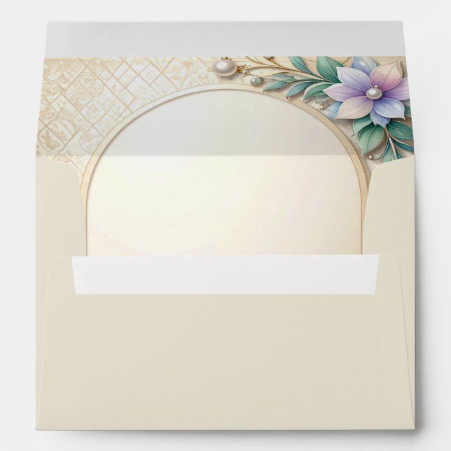 Decorative Floral Frame with Pearls Envelope (Back (Bottom))