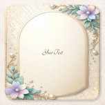 Decorative Floral Frame with Pearls Paper Coaster<br><div class="desc">Beautiful Decorative Floral Frame with Pearls Paper Coaster</div>