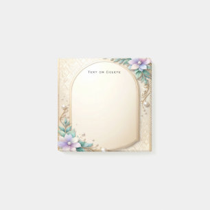 Decorative Floral Frame with Pearls Post it Notes