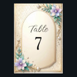 Decorative Floral Frame with Pearls Table Number<br><div class="desc">Beautiful Decorative Floral Frame with Pearls Table Number</div>
