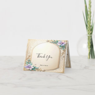 Decorative Floral Frame with Pearls Thank You Card