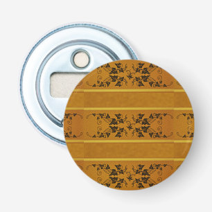 Decorative floral gold stripe border brown bottle opener