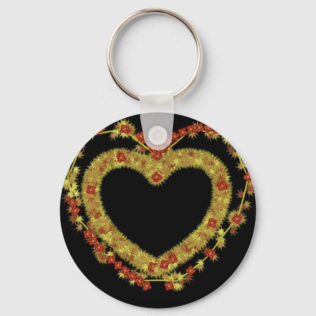 Decorative Floral  Heart Key Ring (Front)