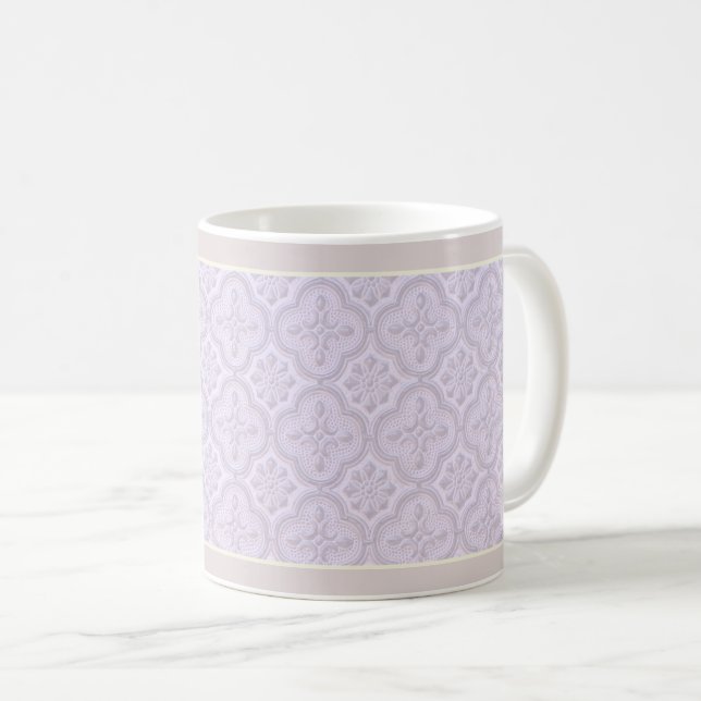 Decorative Floral Pattern In Mauve Coffee Mug (Front Right)