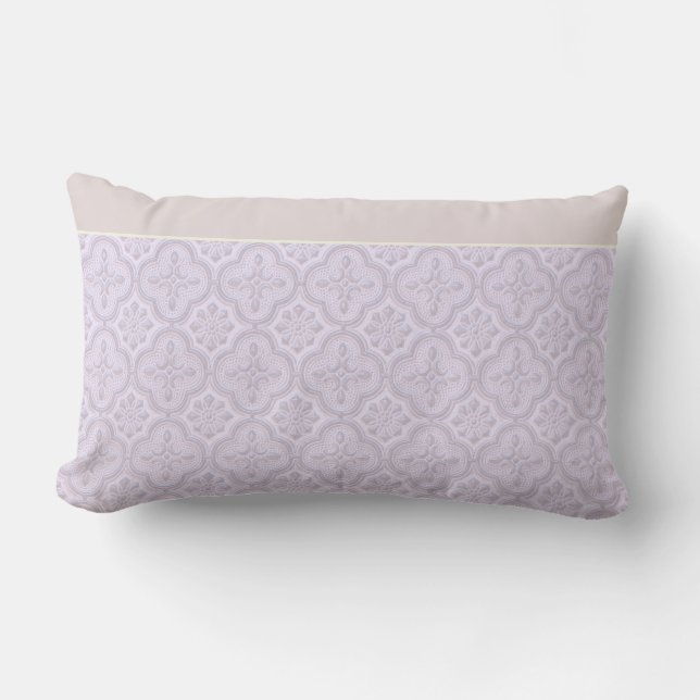 Decorative Floral Pattern In Mauve Lumbar Cushion (Front)