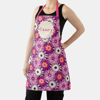 Decorative Floral pattern Pink Purple Astra Modern Apron