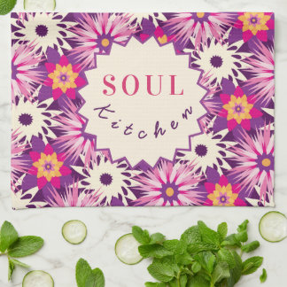Decorative Floral pattern Pink Purple Astra Modern Tea Towel