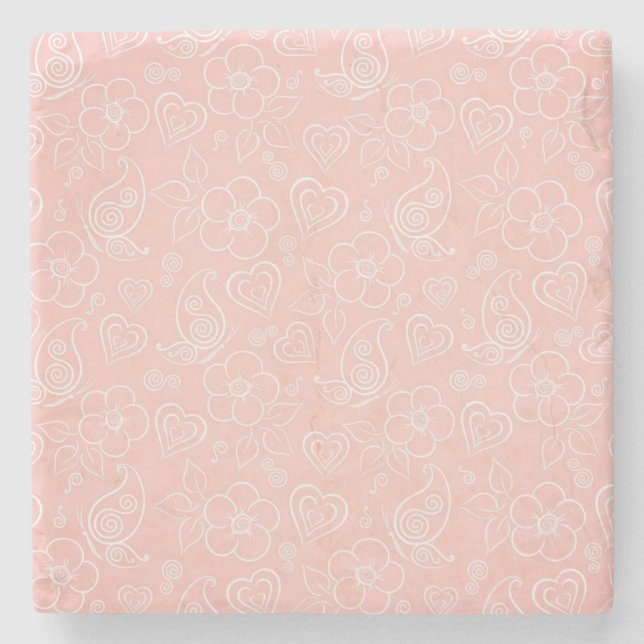 Decorative floral pattern stone coaster (Front)