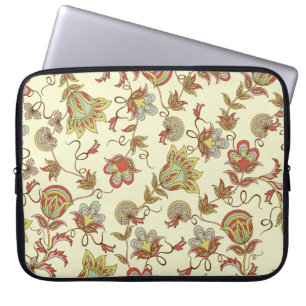 Decorative floral pattern with delicate plants of laptop sleeve