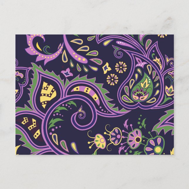 Decorative floral patterns postcard (Front)