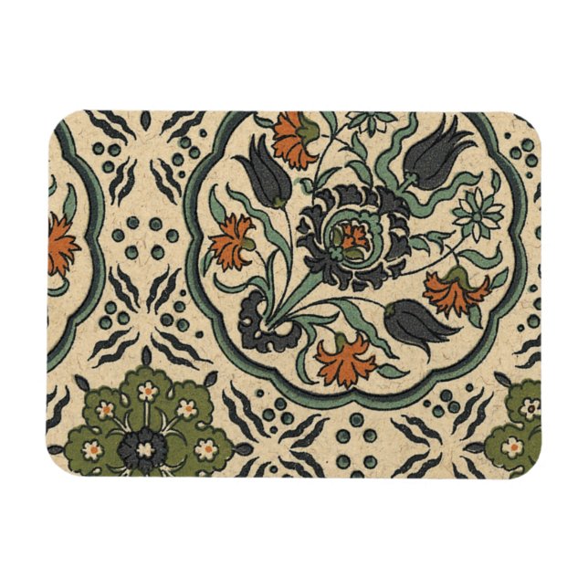 Decorative Floral Persian Tile Design Magnet (Horizontal)
