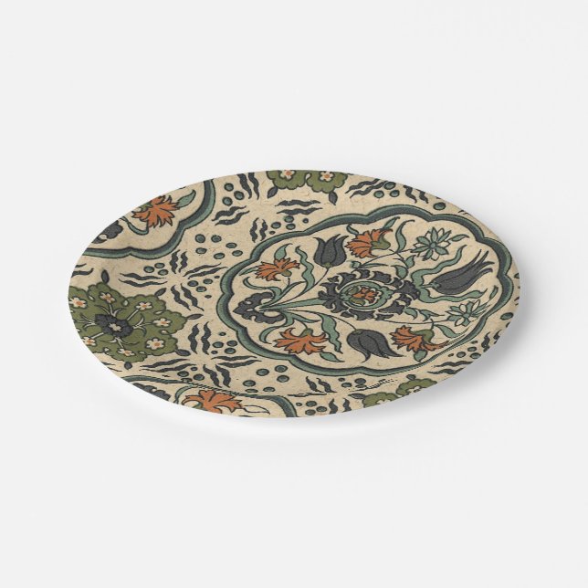 Decorative Floral Persian Tile Design Paper Plate (Angled)
