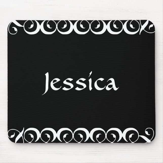 Decorative Floral Swirl With Initial Personalised Mouse Pad (Front)