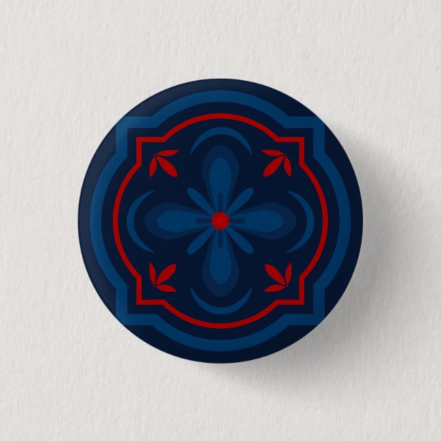 Decorative Floral Tile Pattern 3 Cm Round Badge (Front)