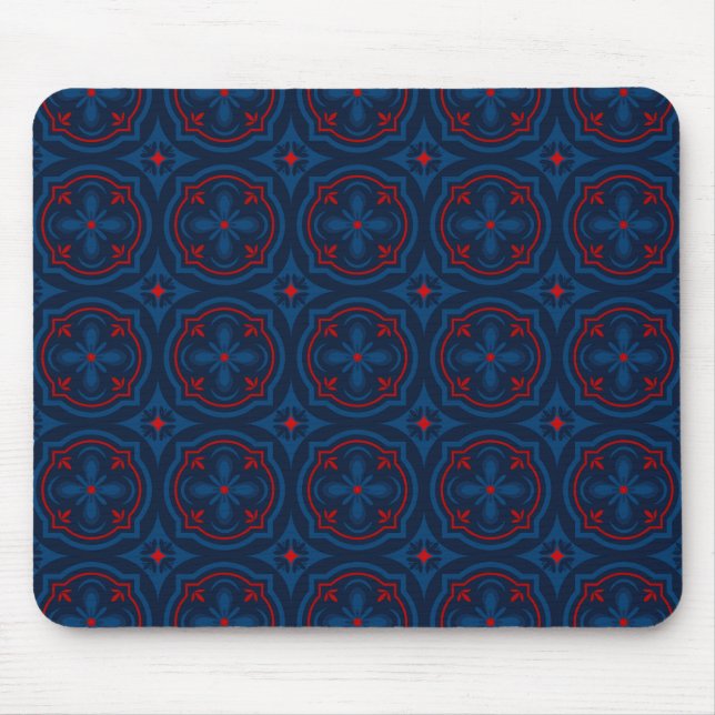 Decorative Floral Tile Pattern Mouse Pad (Front)
