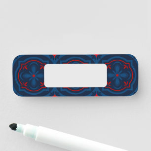 Decorative Floral Tile Pattern Name Tag