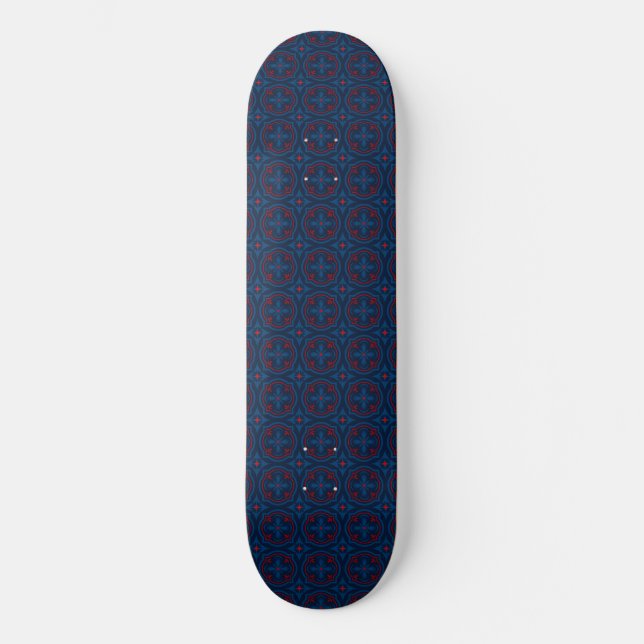 Decorative Floral Tile Pattern Skateboard (Front)