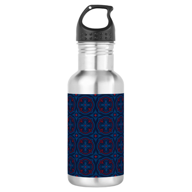 Decorative floral tiles pattern  532 ml water bottle (Front)