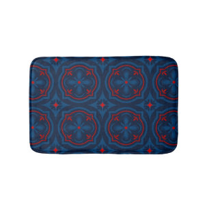 Decorative floral tiles pattern bath mat