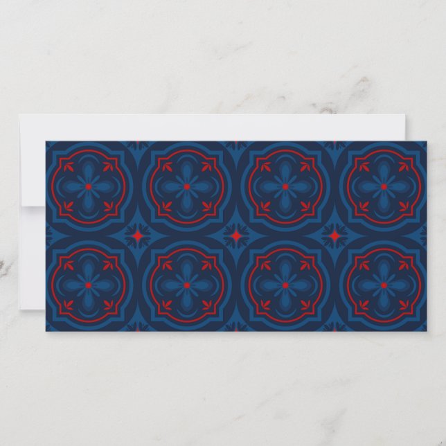 Decorative floral tiles pattern  holiday card (Front)