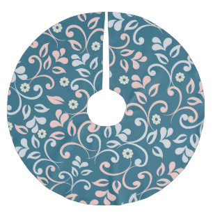Decorative Floral Vintage Seamless Pattern Brushed Polyester Tree Skirt