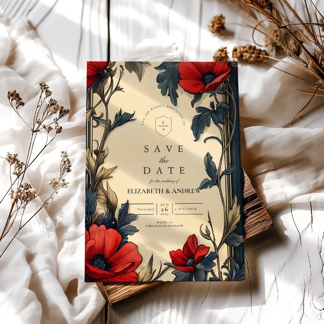Decorative Floral Wedding Art Nouveau Save The Date (Creator Uploaded)
