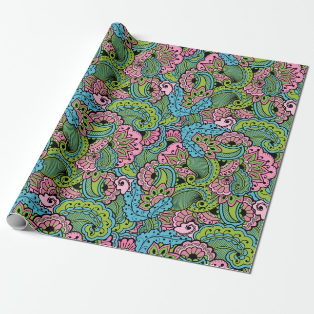 Decorative Floral Wrapping Paper (Unrolled)